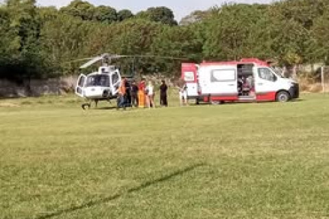 Helicóptero do Samu em Bandeirantes PR na tarde de domingo (27)